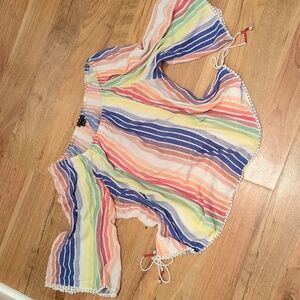 New Directions - Rainbow Boho Off the Shoulder Blouse - Size Med